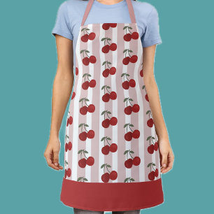 Two Red Cherries Illustration   Cute Fruit Art  Apron