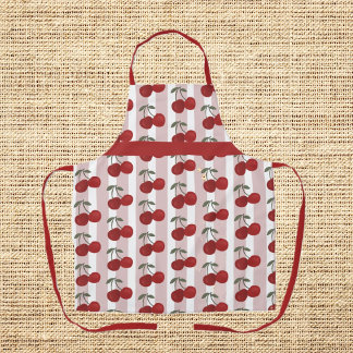 Two Red Cherries Illustration | Cute Fruit Art  Apron