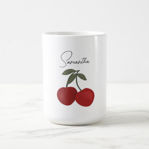 Two Red Cherries Illustration Cute Fruit Art Coffee Mug