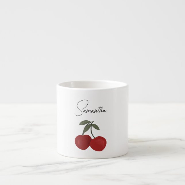Two Red Cherries Illustration | Cute Fruit Art  Espresso Cup (Front)