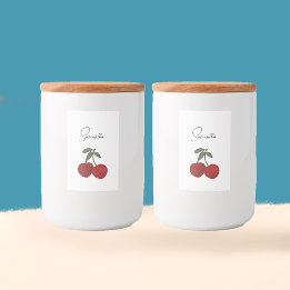 Two Red Cherries Illustration | Cute Fruit Art  Food Label