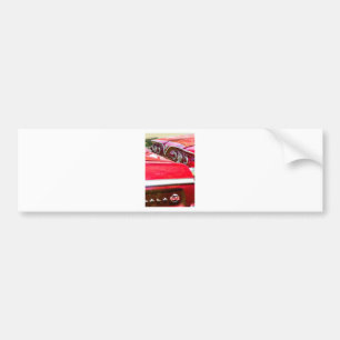 Two Red Chevy Impalas with Lights Bumper Sticker