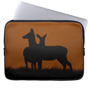 Two Red Deer at Dawn Wildlife Photography Laptop Sleeve