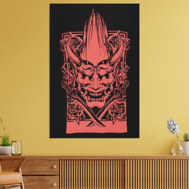 Two Red Demons with Swords Canvas Print (Insitu(LivingRoom))