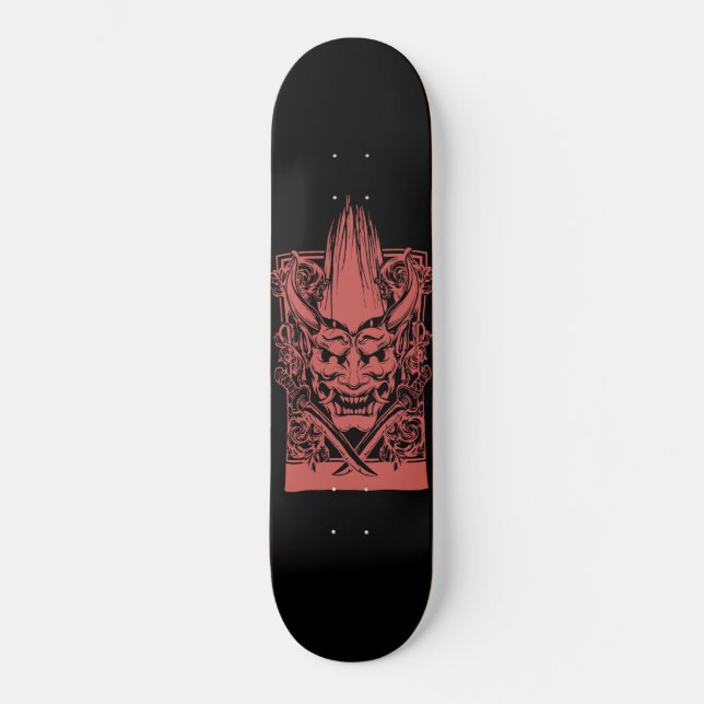 Two Red Demons with Swords Skateboard (Front)