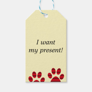 Two Red Gradient Paw Prints Gift Tags