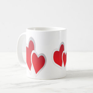 Two Red Hearts Art Coffee Mug