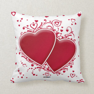 Two Red Hearts For Valentine's Day Cushion