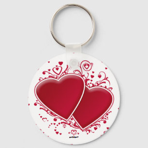 Two Red Hearts For Valentine's Day Key Ring