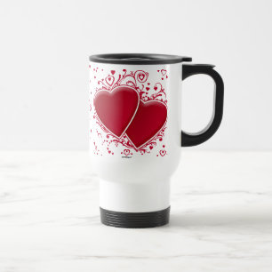 Two Red Hearts For Valentine's Day Travel Mug