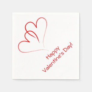 Two red hearts - Happy valentine's day! Napkin