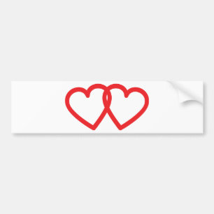 two red hearts icon bumper sticker