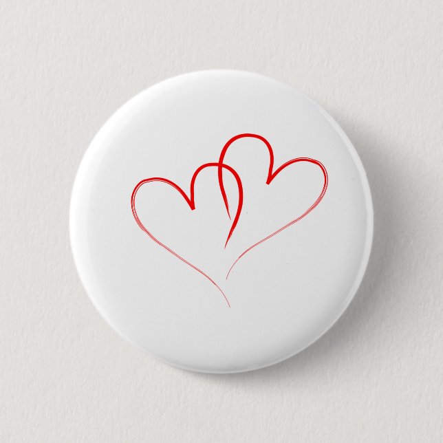 two red hearts intertwined - Valentine 6 Cm Round Badge (Front)
