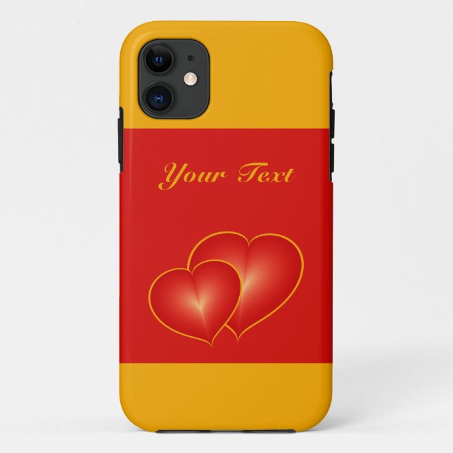 Two Red Hearts, Modern Digital Art Graphic Custom Case-Mate iPhone Case (Back)