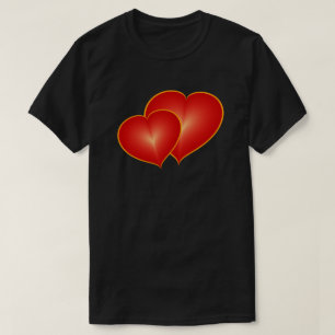 Two Red Hearts, Modern Digital Art Graphic T-Shirt