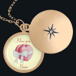 two red hearts with white bow original art love locket necklace<br><div class="desc">This original and tender illustration depicts two red hearts wrapped in a white ribbon bow to symbolise the tying of two hearts together in love forever. This beautiful locket necklace makes a very romantic gift for all ages, I'm sure the sentiment that the image is expressing will make anyone feel...</div>