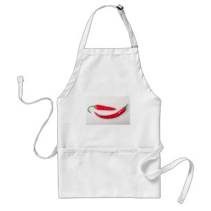 Two red hot chilli peppers closeup standard apron