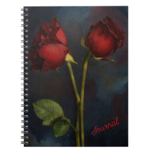 Two Red Roses Art Gothic Style Journal Spiral