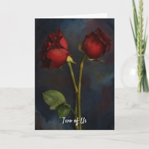 Two Red Roses Love Together Card