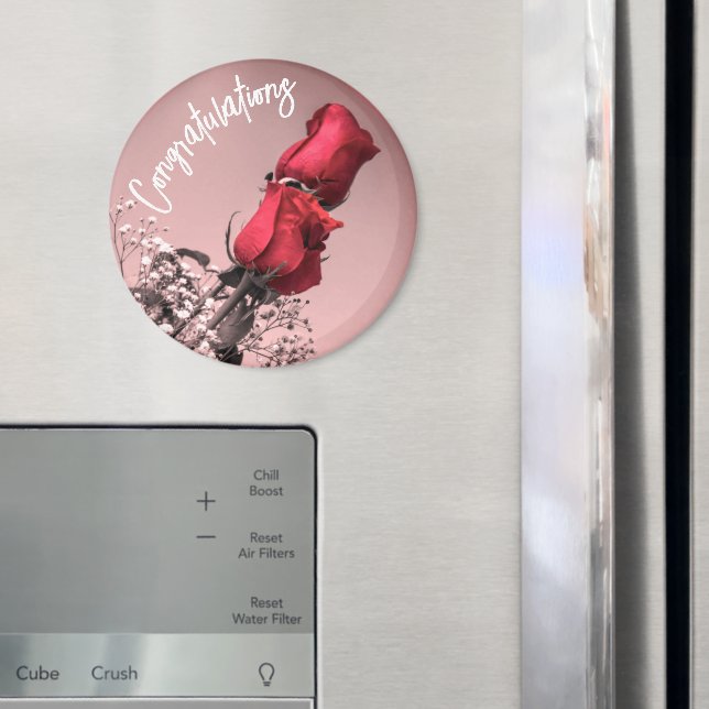 Two Red Roses Photograph Special Occasion Message Magnet (In Situ (Fridge))