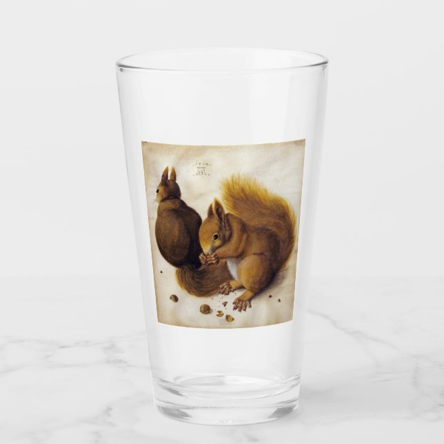 Two Red Squirrels (by Albrecht Dürer) Glass (Front)