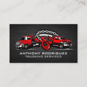 Two Red Towing Trucks Business Card