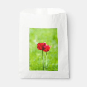 Two red tulip flowers favour bags