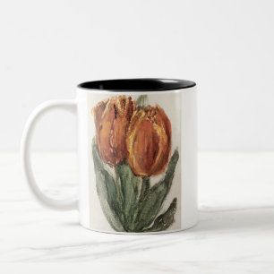 Two Red Tulips by Sientje Mesdag-van Houten  Two-Tone Coffee Mug