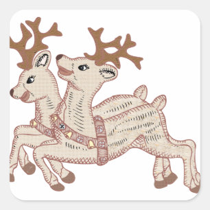 Two Reindeer Square Sticker