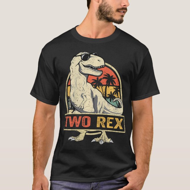 Two Rex 2Nd Birthday Boy Second Dinosaur 2 Year Ol T-Shirt (Front)