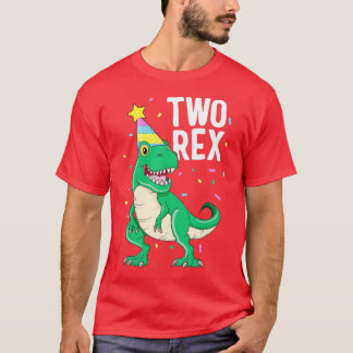 Two Rex 2nd Birthday Boy TRex Dinosaur Party Happy T-Shirt