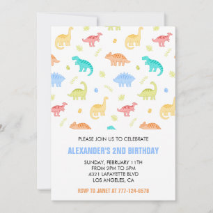 Two rex birthday invitations for kids jungle 2nd
