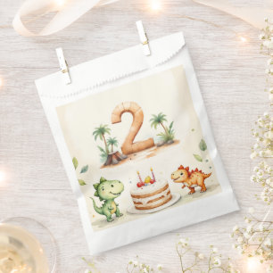 Two-Rex Dinosaur 2nd Birthday Favour Bags