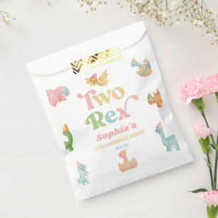 Two Rex Dinosaur 2nd Second Birthday Party Favour Bags