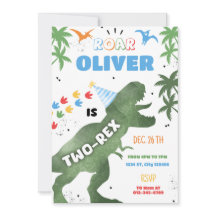 Two-Rex Dinosaur Birthday Party Invitation