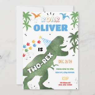 Two-Rex Dinosaur Birthday Party Invitation