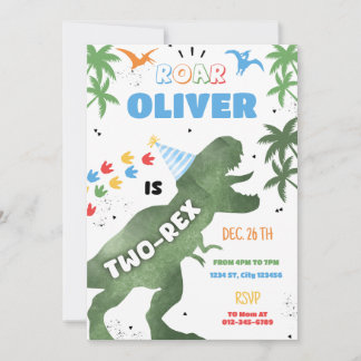 Two-Rex Dinosaur Birthday Party Invitation