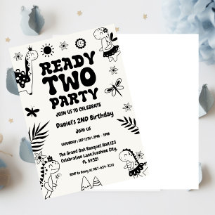 Two Rex Ready Two Party, Boy Second Birthday Party Invitation