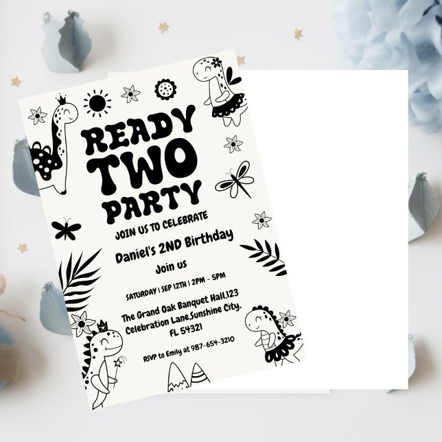 Two Rex Ready Two Party, Boy Second Birthday Party Invitation (Creator Uploaded)