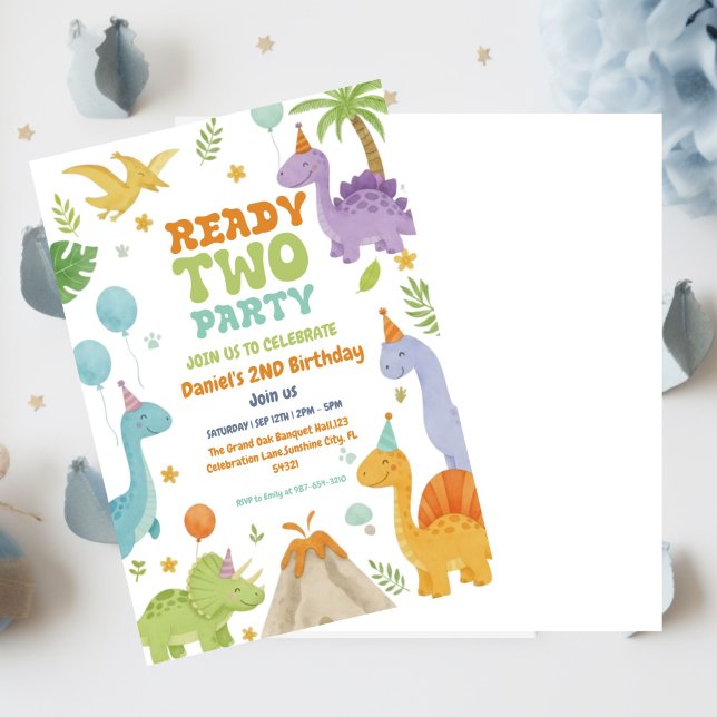 Two Rex Ready Two Party, Boy Second Birthday Party Invitation (Creator Uploaded)