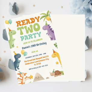Two Rex Ready Two Party, Boy Second Birthday Party Invitation
