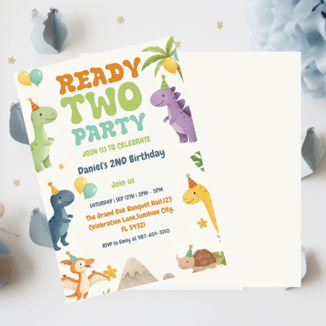 Two Rex Ready Two Party, Boy Second Birthday Party Invitation (Creator Uploaded)