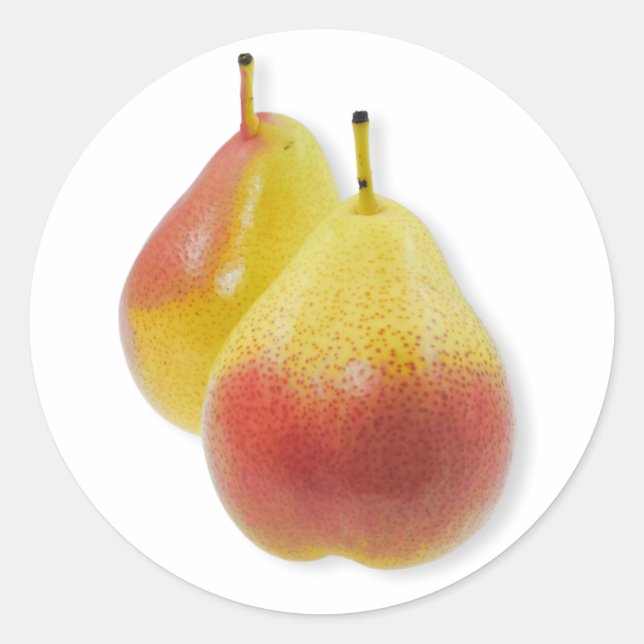 Two ripe pears classic round sticker (Front)