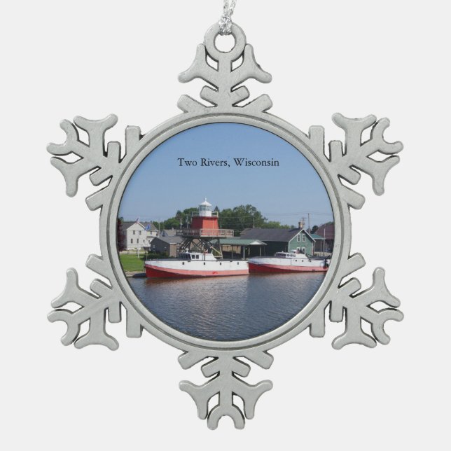 Two Rivers, Wisconsin snowflake or ball ornament (Front)