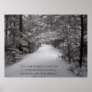 Two roads diverged in a wood poster