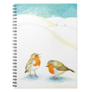 Two Robin redbreasts in Winter Notebook