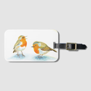Two Robins in Winter   Luggage Tag