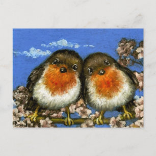 Two robins postcards by Tanya Bond