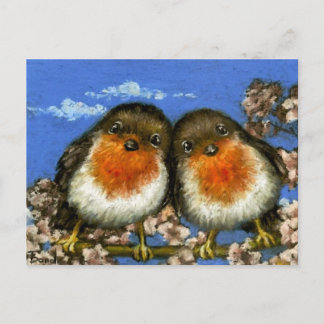 Two robins postcards by Tanya Bond