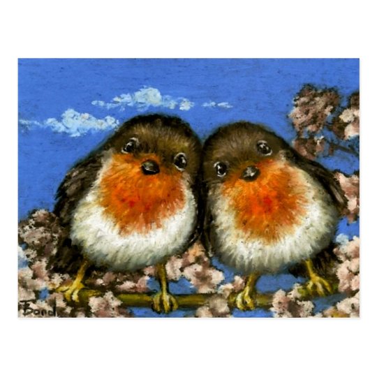 Two robins postcards by Tanya Bond